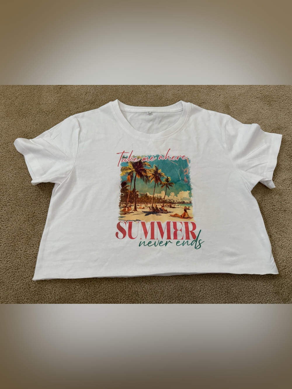 White Graphic Tee "Summer Never Ends"